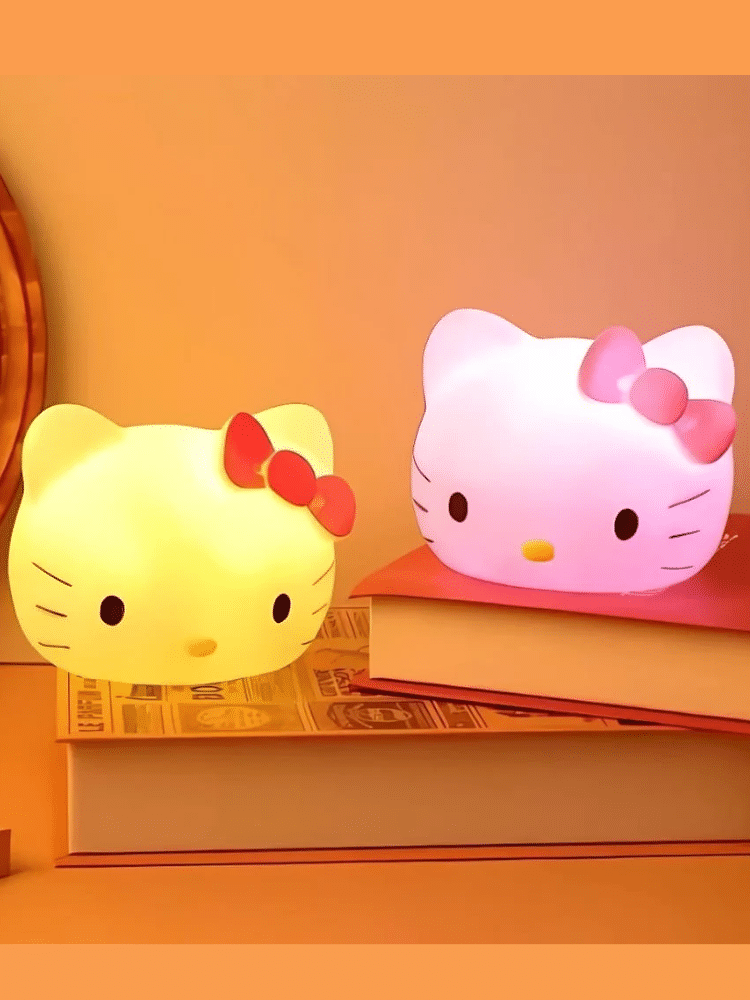 Cute Cat Face Silicone Night Light – Soft Squishy USB Warm Glow Lamp for Bedroom & Desk