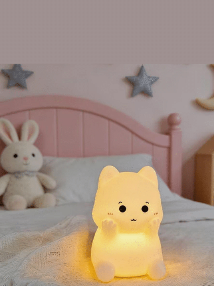 Mini Kitten Silicone Night Light JYL-5073 – Tap Control Squishy RGB LED Lamp, USB Rechargeable