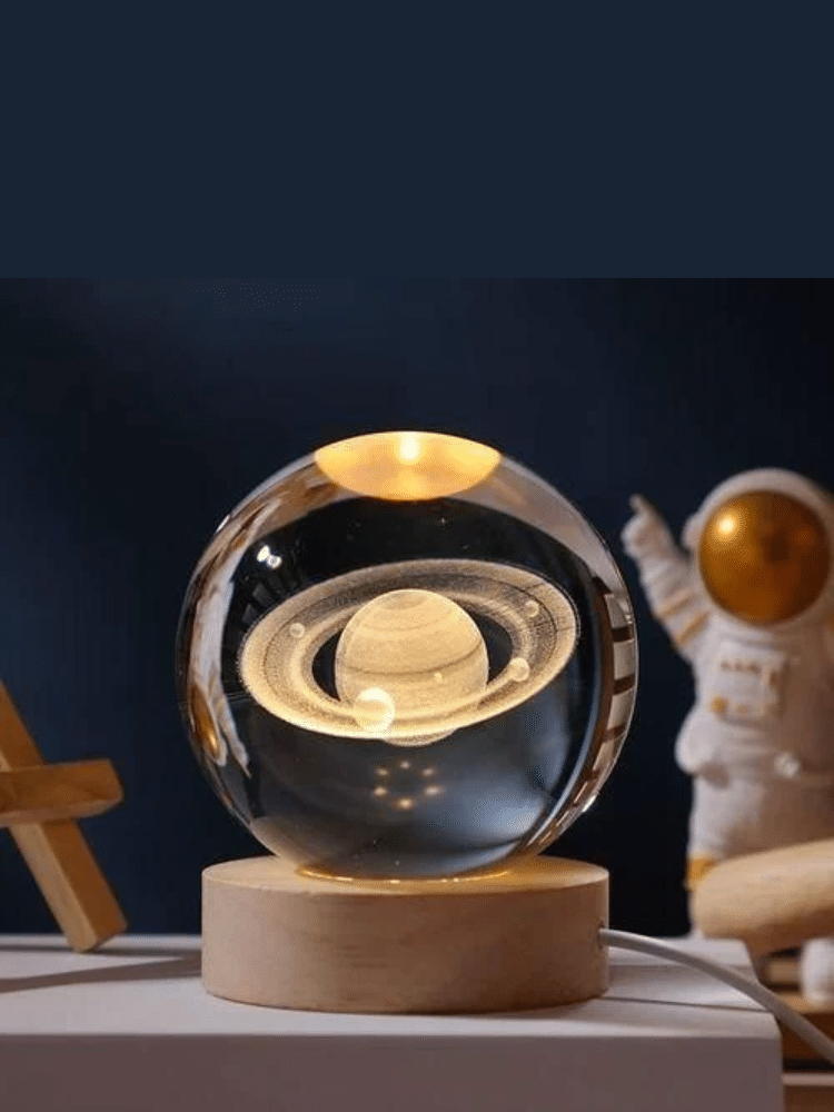 3D Galaxy Planet & Moon Crystal Ball LED Night Light – Colorful Glow Lamp for Bedroom & Kids’ Room (Random Design)