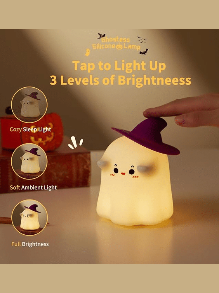 Ghostess Night Light – Squishy Silicone Touch Lamp, Dimmable & USB Rechargeable