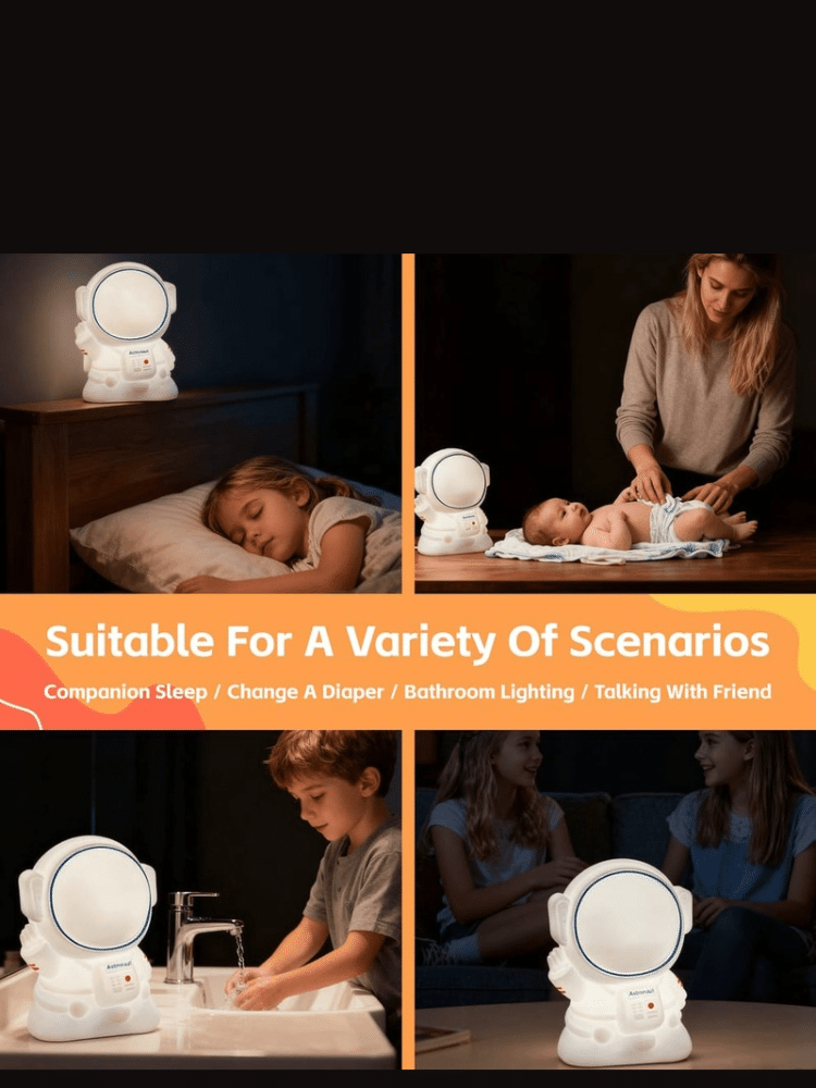 Astronaut Night Light – Soft Silicone Color-Changing Touch Lamp, USB Rechargeable
