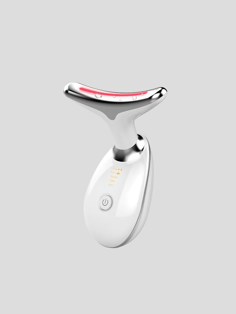 Neck Lifting & Tightening Massager – EMS Microcurrent Face & Neck Device with Red, Blue & Green LED Light Therapy
