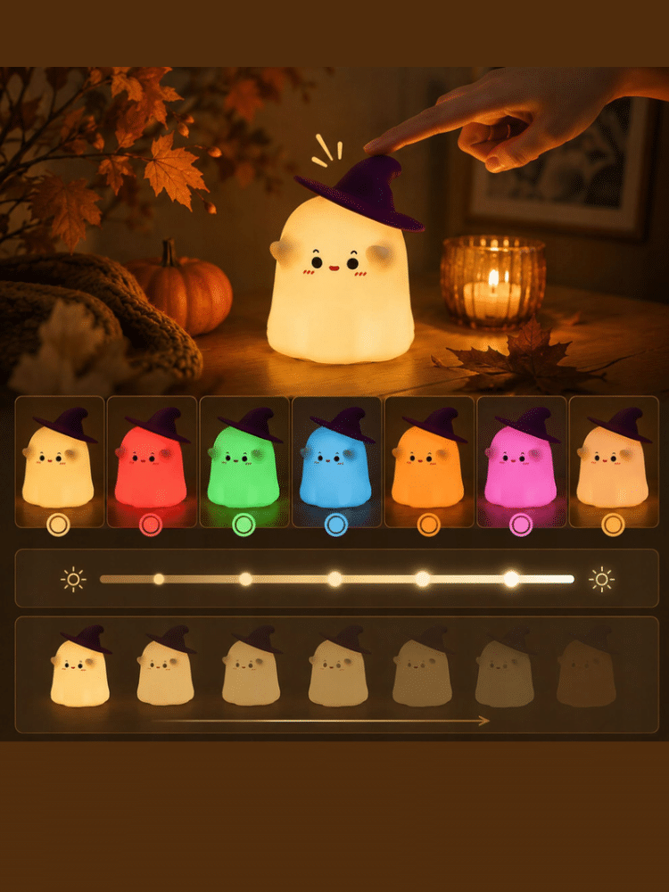 Ghostess Night Light – Squishy Silicone Touch Lamp, Dimmable & USB Rechargeable