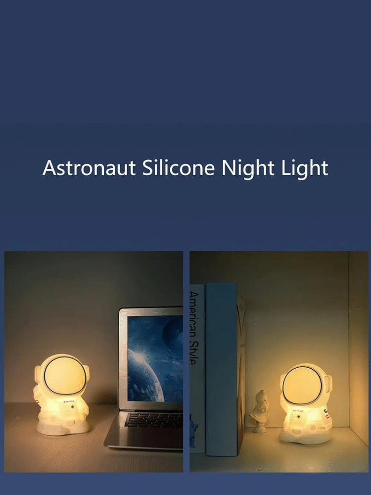 Astronaut Night Light – Soft Silicone Color-Changing Touch Lamp, USB Rechargeable