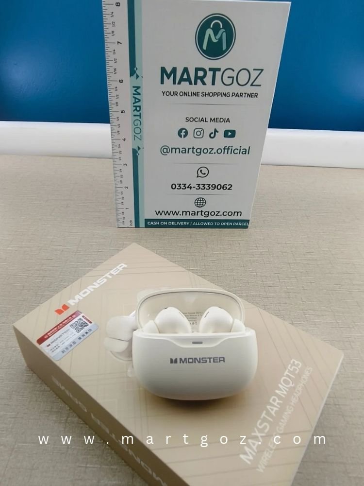 Monster MQT53 Wireless Bluetooth Earbuds – Bluetooth 5.4, ANC, IPX4, USB-C with Mic-Margoz Monster MQT53 Wireless Bluetooth Earbuds – Bluetooth 5.4, ANC, IPX4, USB-C with Mic