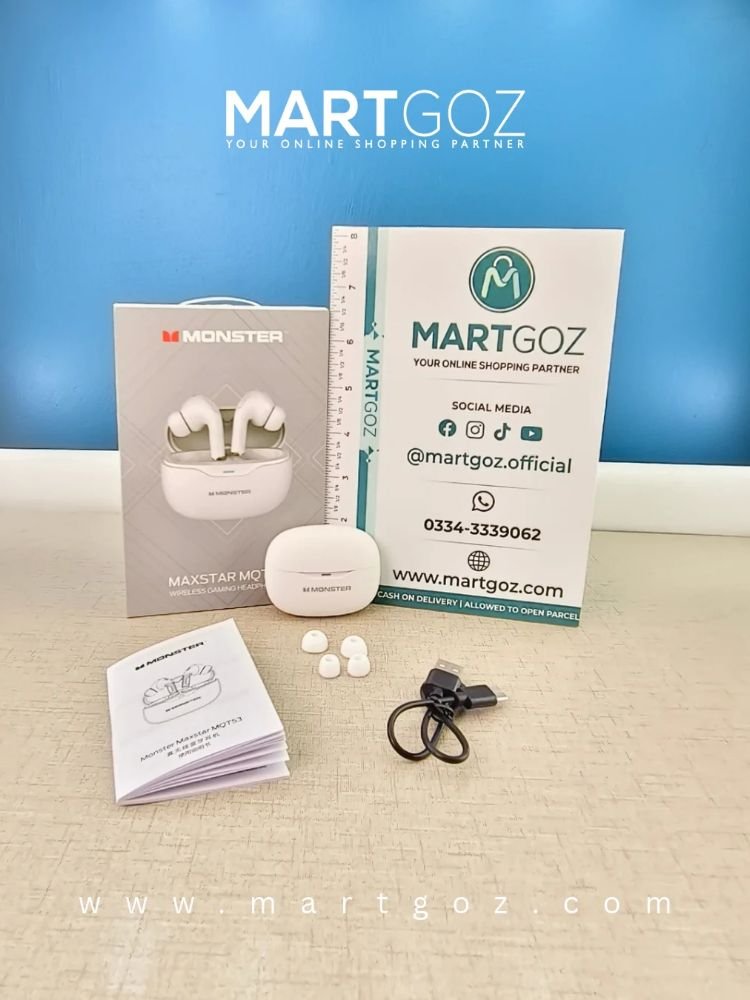 Monster MQT53 Wireless Bluetooth Earbuds – Bluetooth 5.4, ANC, IPX4, USB-C with Mic-Margoz Monster MQT53 Wireless Bluetooth Earbuds – Bluetooth 5.4, ANC, IPX4, USB-C with Mic
