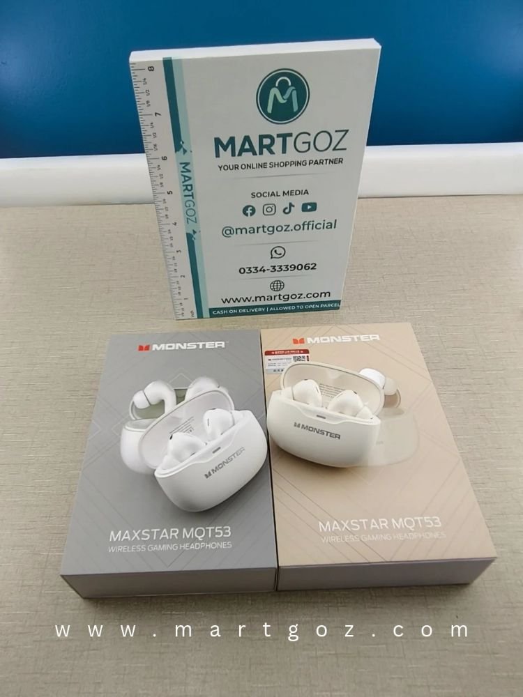 Monster MQT53 Wireless Bluetooth Earbuds – Bluetooth 5.4, ANC, IPX4, USB-C with Mic-Margoz Monster MQT53 Wireless Bluetooth Earbuds – Bluetooth 5.4, ANC, IPX4, USB-C with Mic