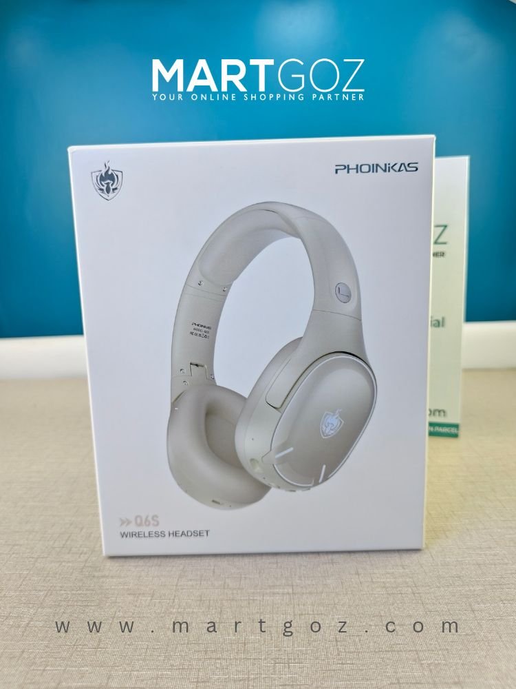 Phoinikas Q6S Wireless Gaming Headset – Bluetooth 5.3, 40mm Drivers, Detachable Noise-Cancelling Mic, 30 Hours Playtime - Martgoz